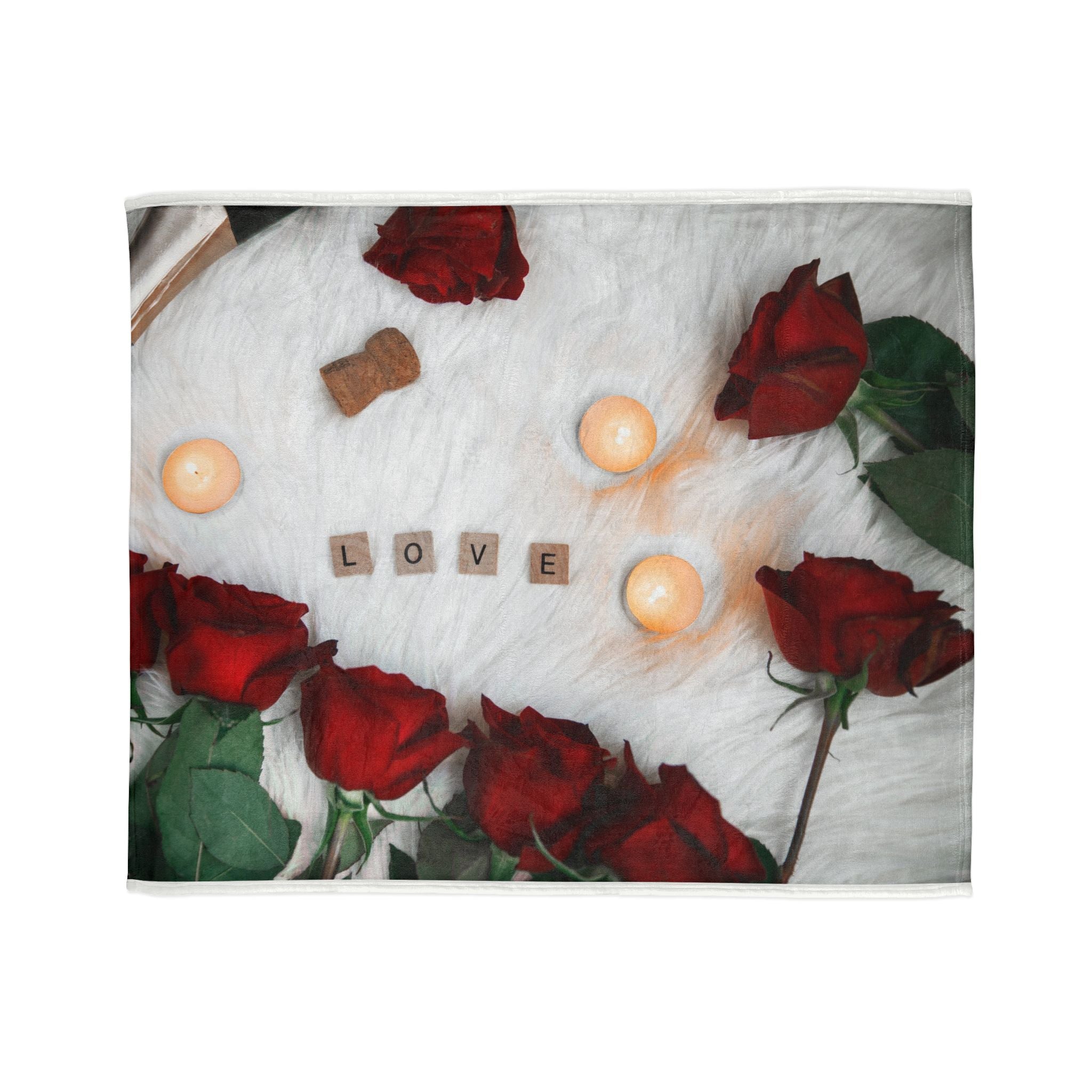 Love & Roses Cozy Blanket — Romantic Valentine's Throw with Candles