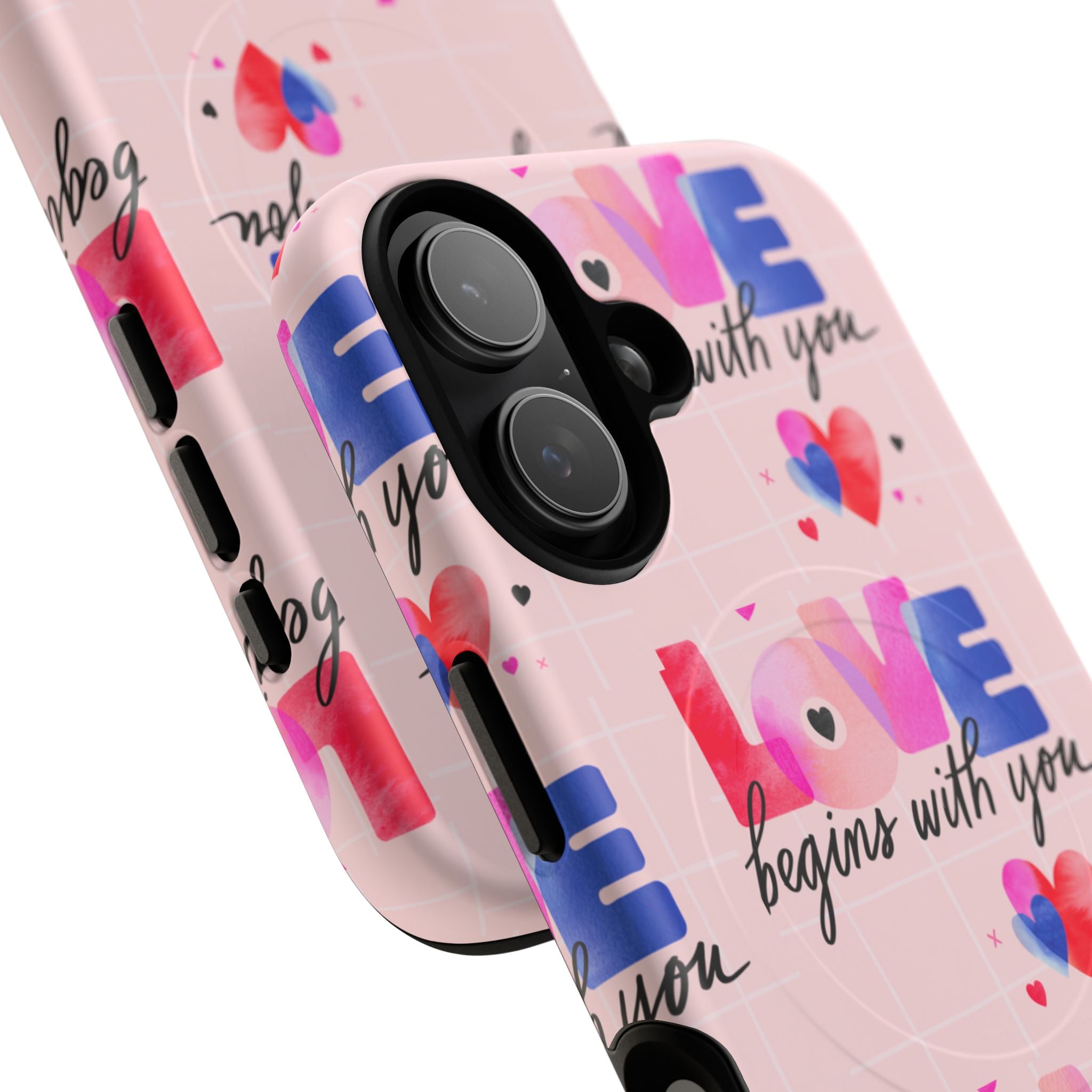 iPhone 17 Case • "Love Begins With You" Pink Magnetic Tough Case