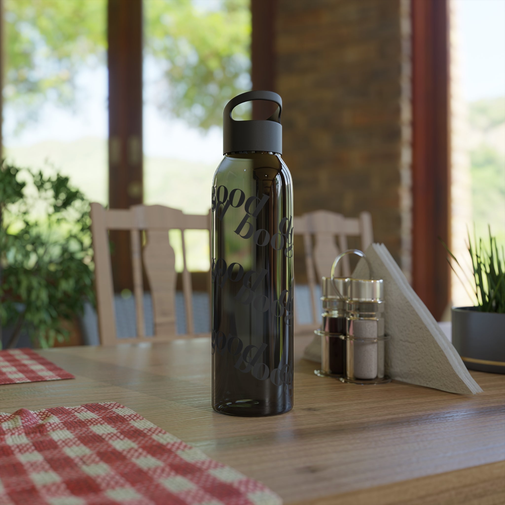 Sky Water Bottle - Minimalist 'good' Script Pattern Reusable Bottle