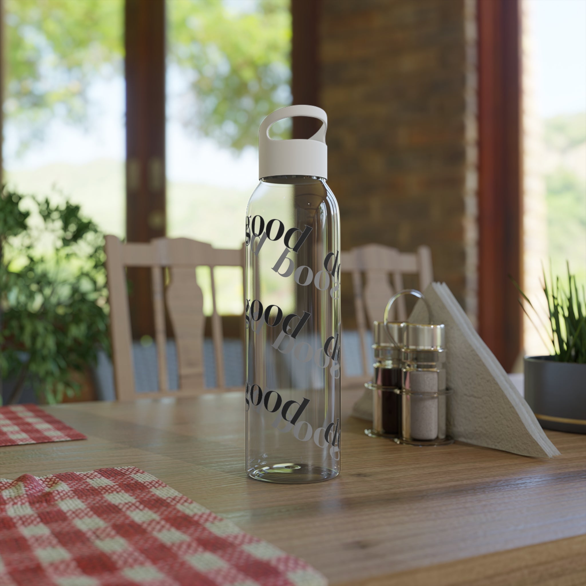 Sky Water Bottle - Minimalist 'good' Script Pattern Reusable Bottle