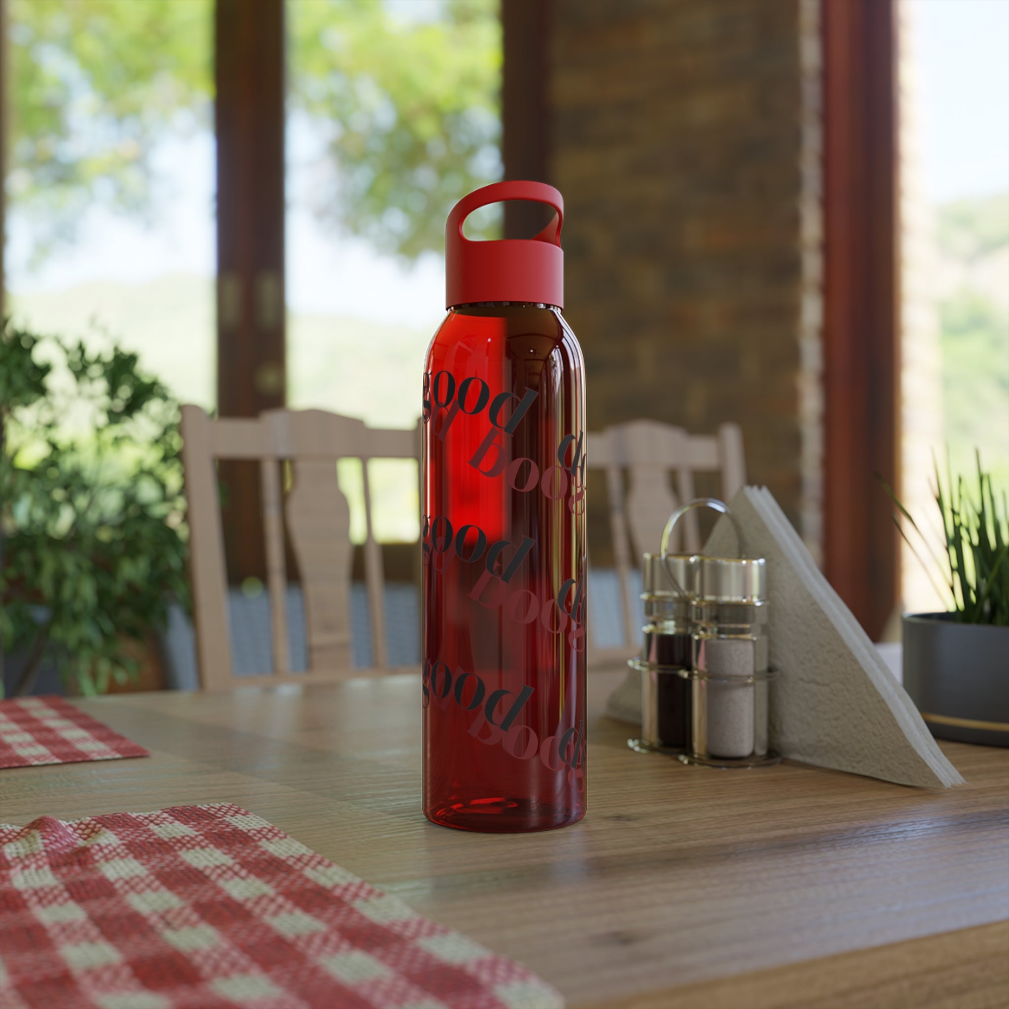 Sky Water Bottle - Minimalist 'good' Script Pattern Reusable Bottle