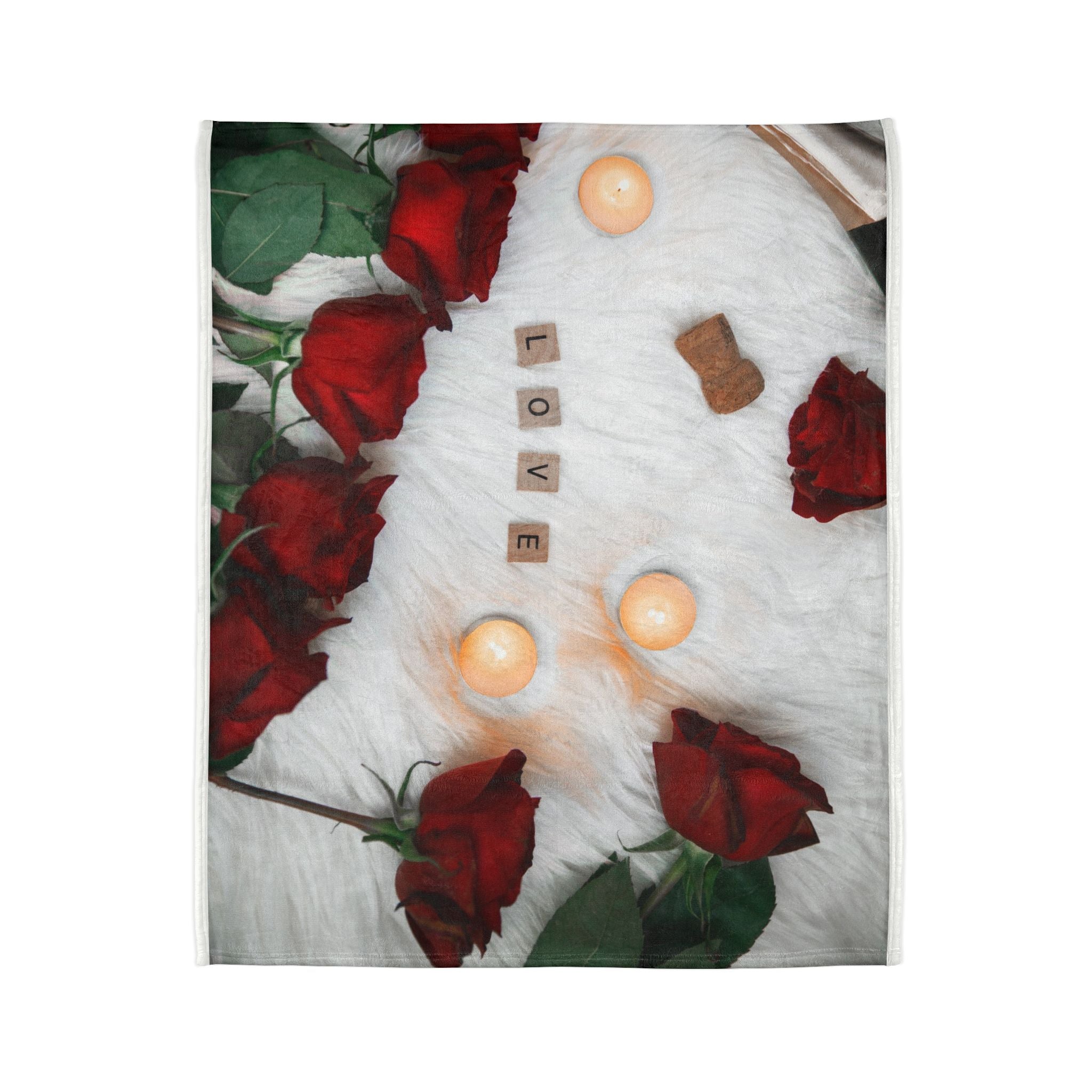 Love & Roses Cozy Blanket — Romantic Valentine's Throw with Candles