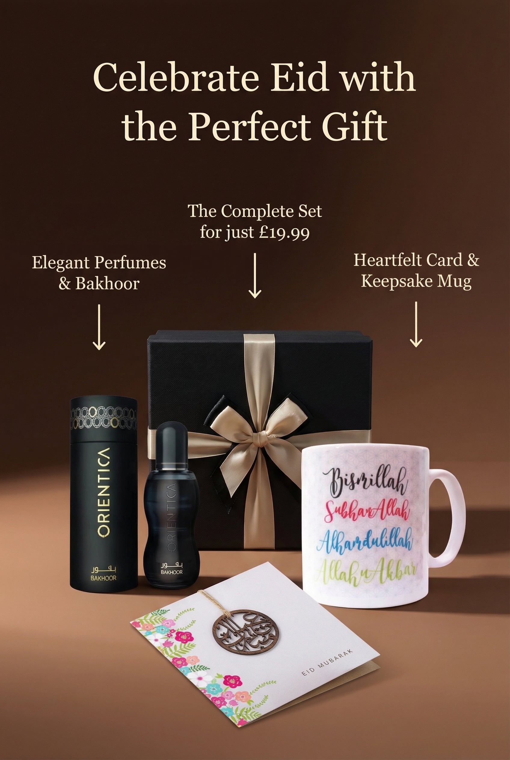 Eid Gift Set for Him/Her | Dua Mug, Black Coal Spray 30ml, Eid Card | Luxury Eid Gift Box
